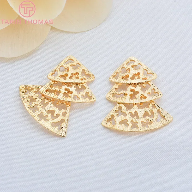 (979)4PCS 25x30 MM 24K Gold Color Brass Triangle Earrings Charms Pendants High Quality Diy Jewelry   Accessories Wholesale