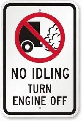 Garage Decor Sign No Idling - Turn Engine Off (with No Idling Graphic) Safety Sign Caution Warning Sign Tin Metal Decor Sign 8x1