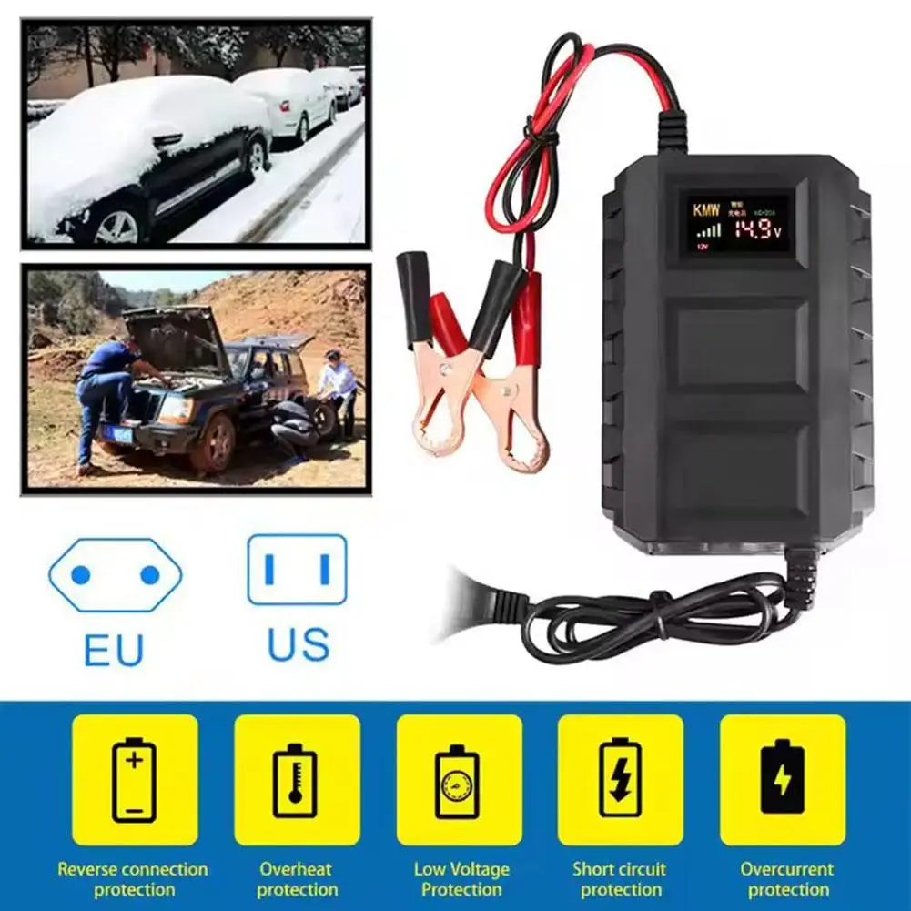 Automotive High-power Intelligent System Battery Charger Lead-acid Battery General Tools Car Vehicle LiFePO4 Maintenance 12 P6M4