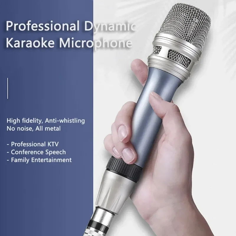 Microfono portatile dinamico in metallo per canto karaoke Registrazione professionale con microfono cardioide cablato per prestazioni