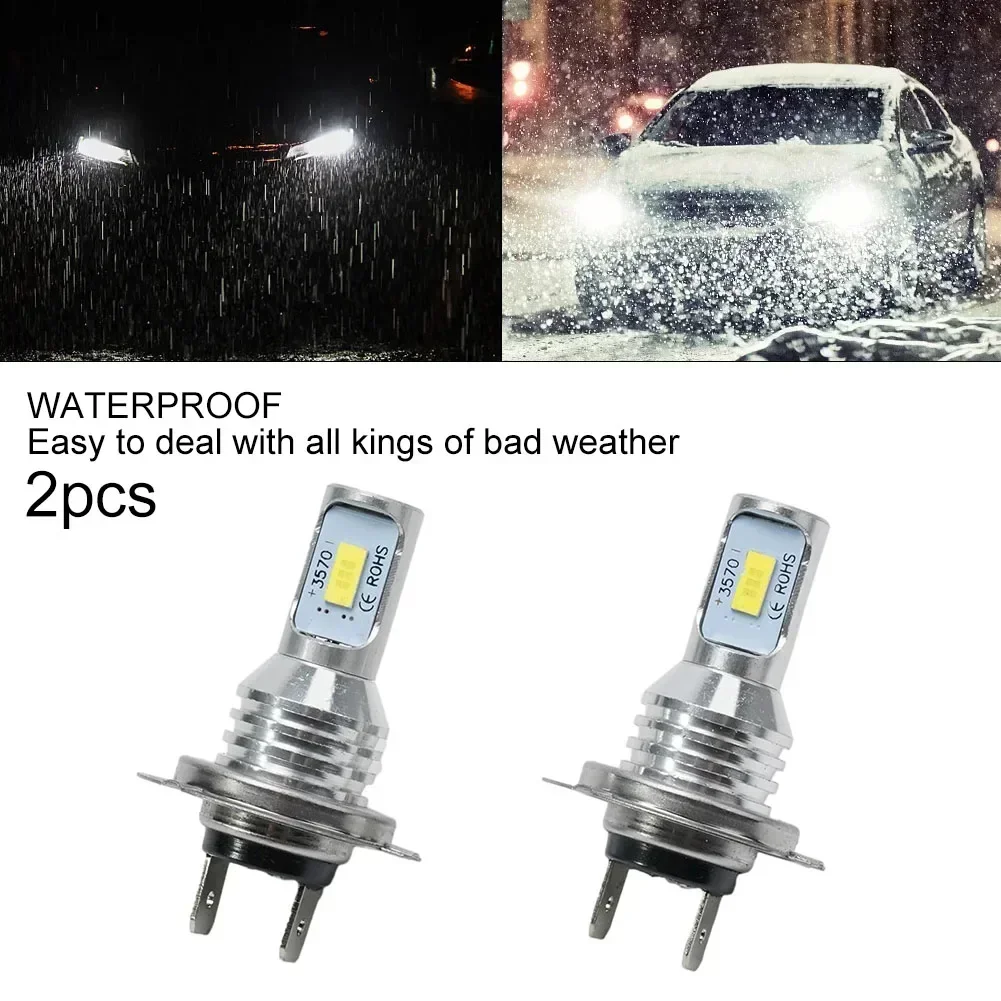 2PCS H7 LED Car Headlight Bulbs DC 12-24V Transparent White 6000K 55W 8000LM Car High Low Beam Light Fog Light Waterproof