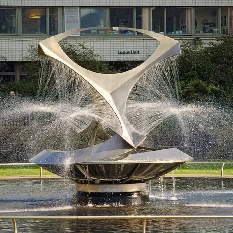 Large Size Park Modern Metal Statue Water Fountain Stainless Steel Art Sculpture