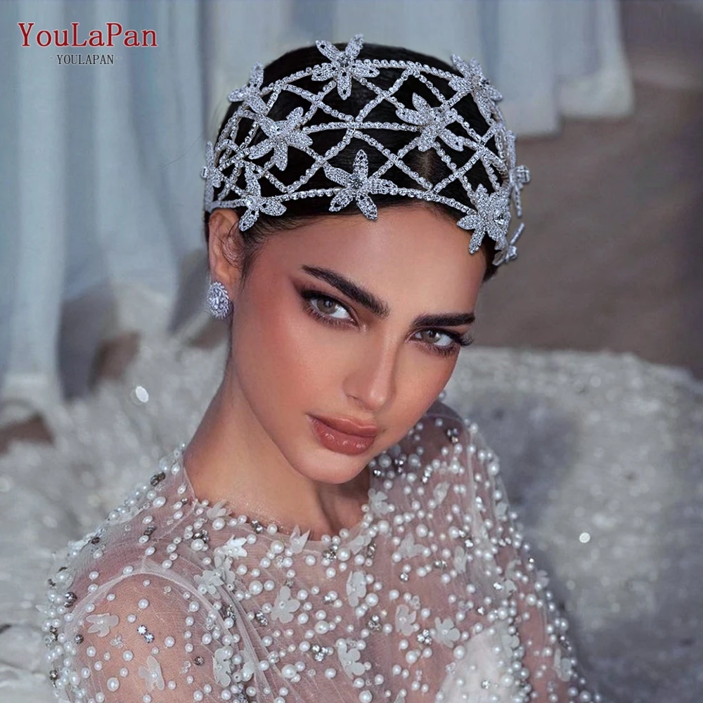 

YouLaPan Luxury Wedding Headband Hair Accessories Bride Rhinestone Hair Jewelry Tiara Handmade Women Banquet Headpieces HP464