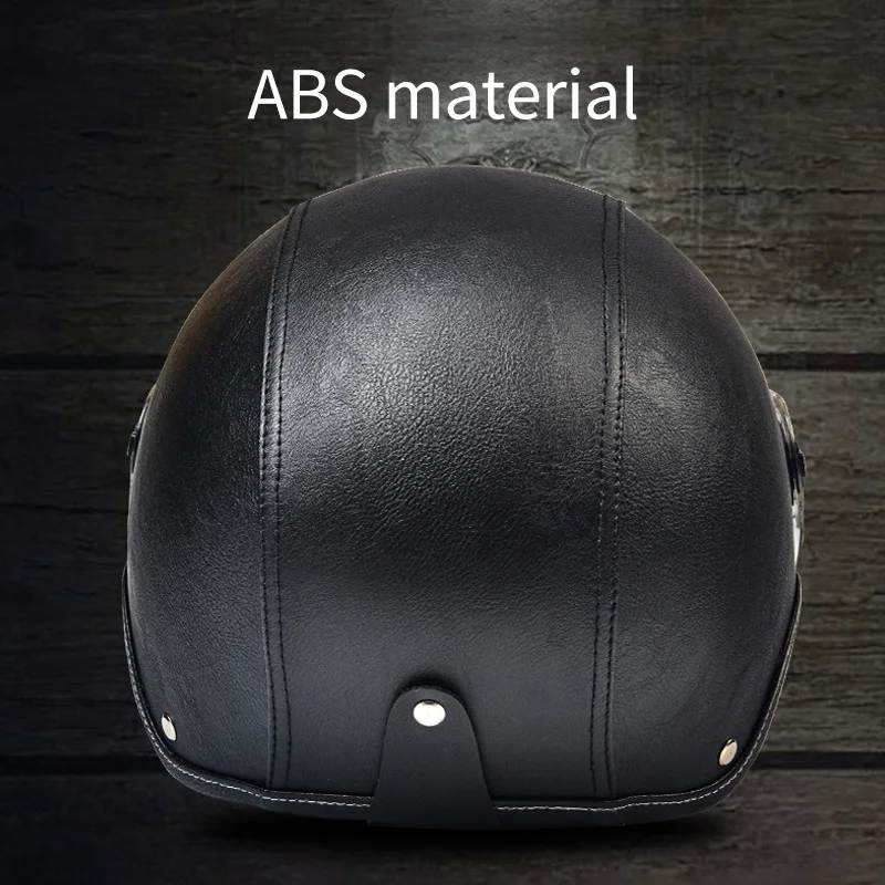 AD Retro Motorcycle Half Helmet For Man Vintage HD Lenses Leather MOTO Helmets Seasons Motorbike Certified Safety Cap Unisex