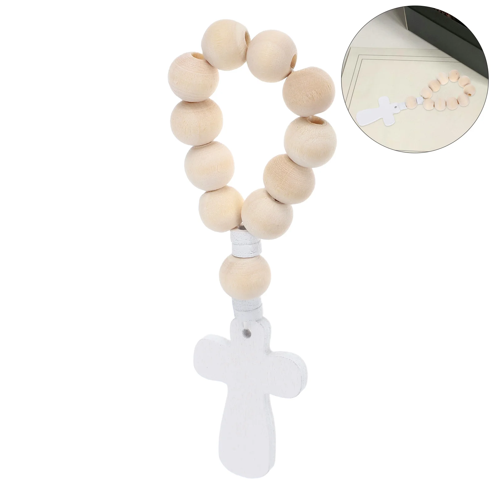 

10Sets Wood Baptism Rosary Compact Handheld Prayer Beads Natural Finish for Catholic Confirmation Wedding Party Favors