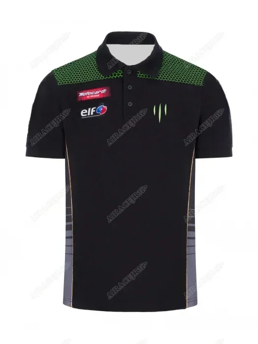 For Kawasaki Racing Sport Motorcycle Motos GP T-Shirt Riding Mens Short Sleeve Breathable Casual Black Green Polo Shirt
