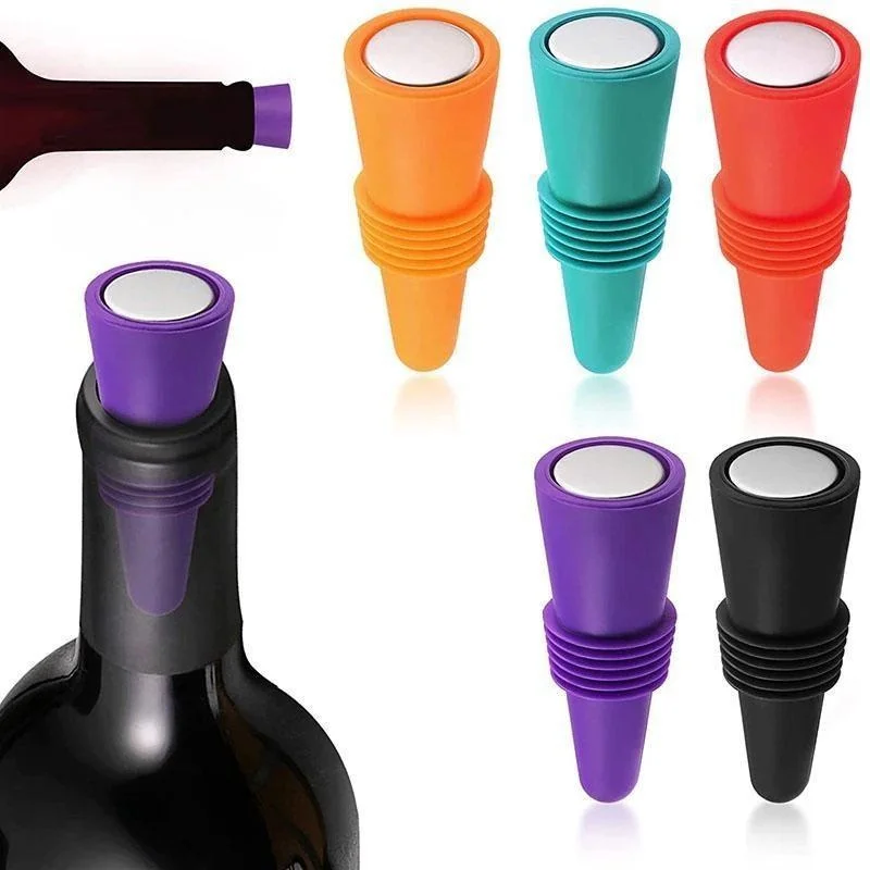 1PC Silicone Wine and Beverage Bottle Cap Set Leak Proof Champagne Bottles Sealer Stoppers Wine Cork Saver Stopper Reusable