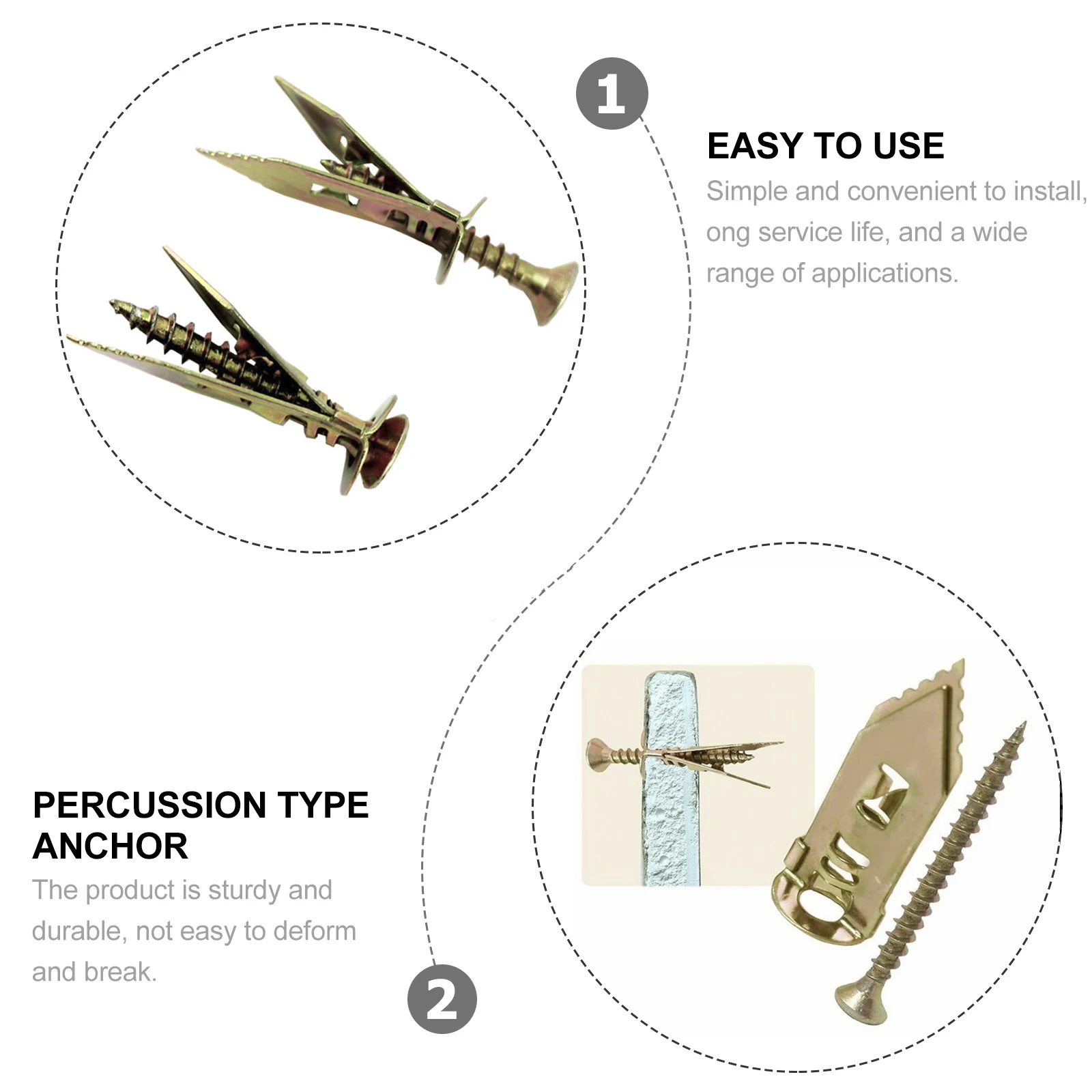 

1 set 1 Set Metal Percussion Type Drywall Anchor Self-Drilling Expansion Screw Fixing Tool For Gypsum Board Ceiling Decoration