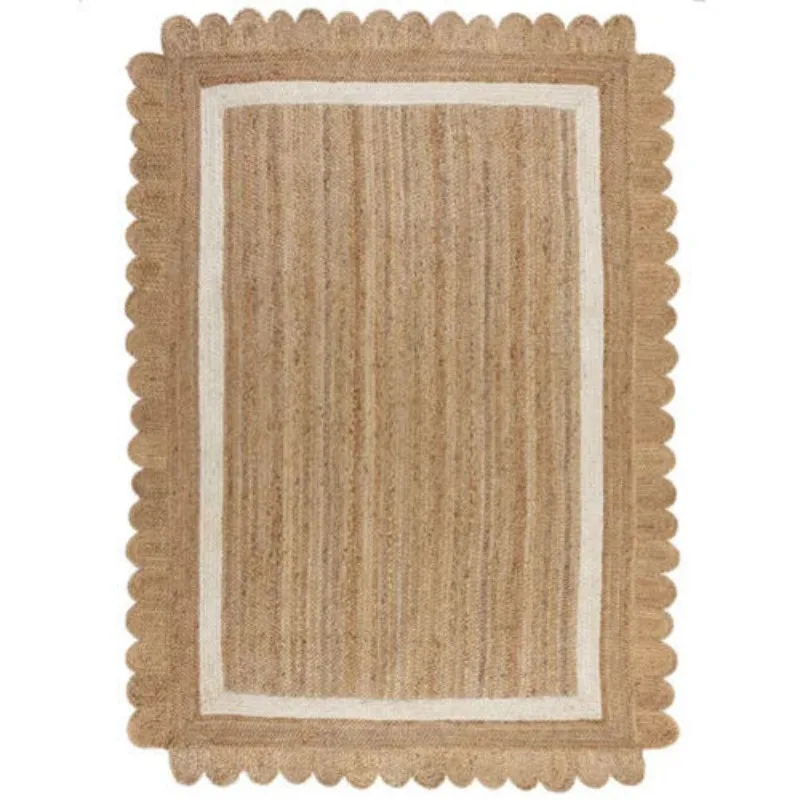 

Scallop Rug 100% Natural Jute Modern Rustic Look Carpet Home Decor Area Rug Mat