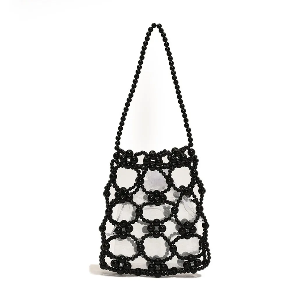 

Lightweight Luxury Pearl Beaded Bag Bohemia with Inner Bag Woven Bead underarm Bag Hollow Out Handmade Small Phone Pouch Travel