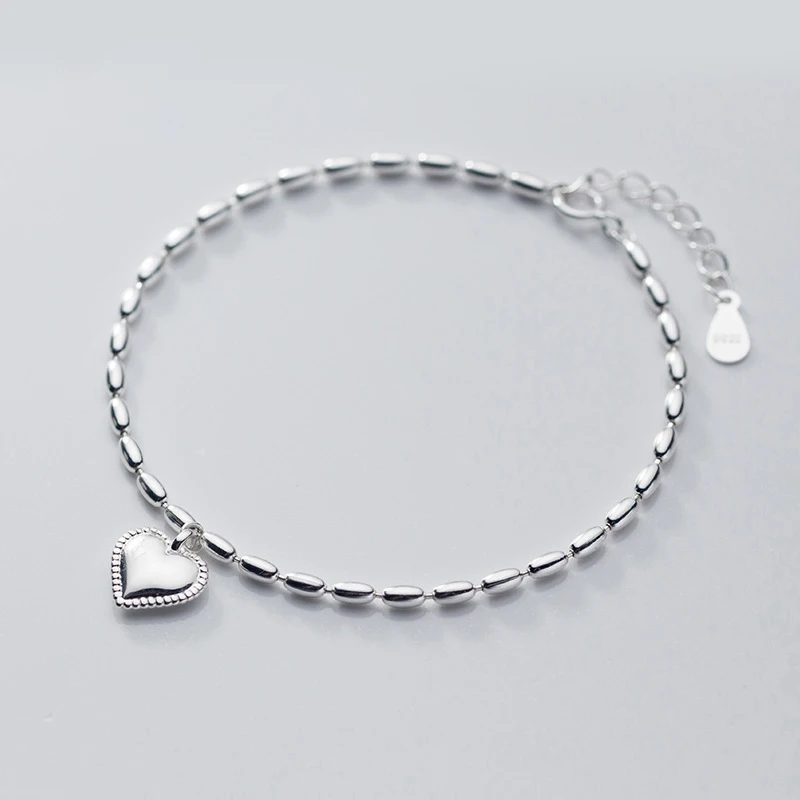 Modian Hight Quality 100% 925 Sterling Silver Heart Bracelet for Women Adjustable Geometric Oval Link Chain Fine Jewelry Bijoux
