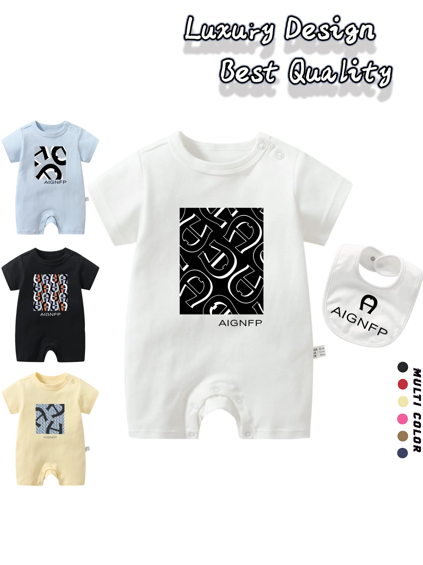 2025 Hot sales Newborns Rompers Summer New Bib scarf Toddler Boy Jumpsuit 2Pcs Set Baby Clothes %100 Cotton Soft Short Bodysuits