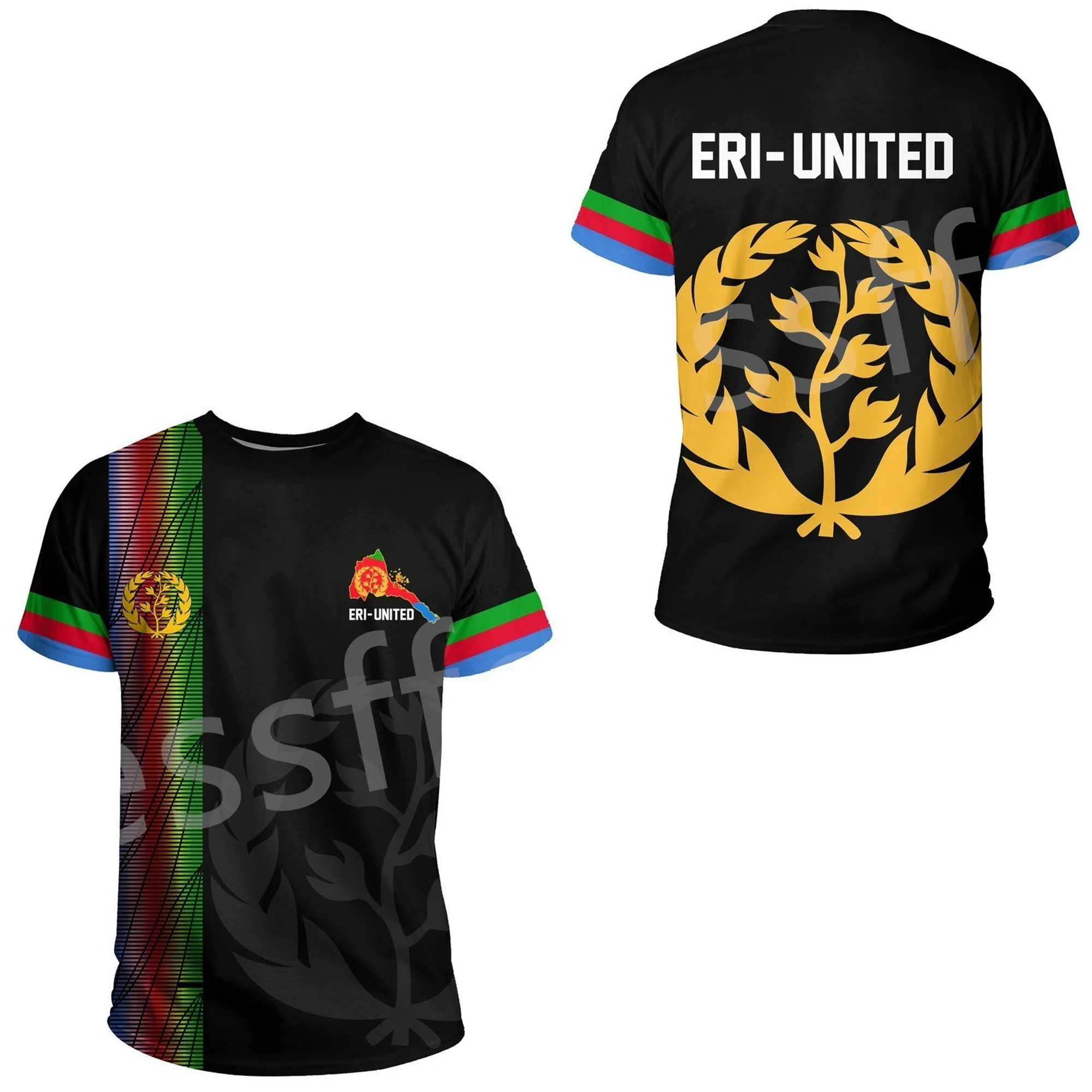 Tessffel Africa Country Eritrea Lion Colorful Retro 3DPrint Men/Women Summer Casual Funny Short Sleeves T-Shirts Streetwear A4