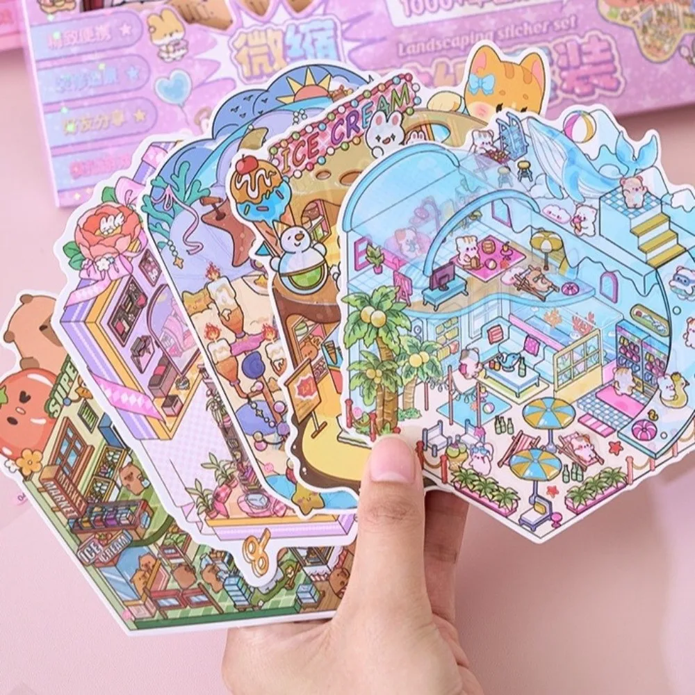 

ПЭТ 3D наклейки сцены креативный фэнтезийный парк тема миниатюрные наклейки сцены 60 листов мультяшный стиль наклейка для скрапбукинга DIY поделки