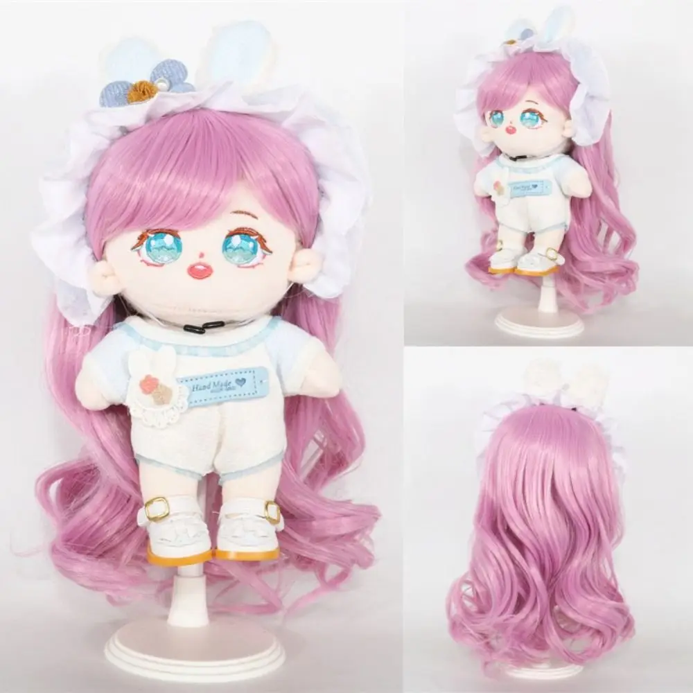 

Gradient Color 20cm Cotton Doll Wig Sweet Handcraft Plush Doll Long Curly Hair Wig Pink Black 20cm Cotton Doll Hair Girl Gift