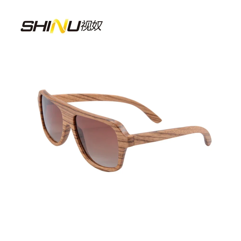 SHINU Brand Wooden Polarized Sunglasses Men Handmade Natural Wood Sunglasses Zebra Wood Big Frame Polarized Driving Sunglass