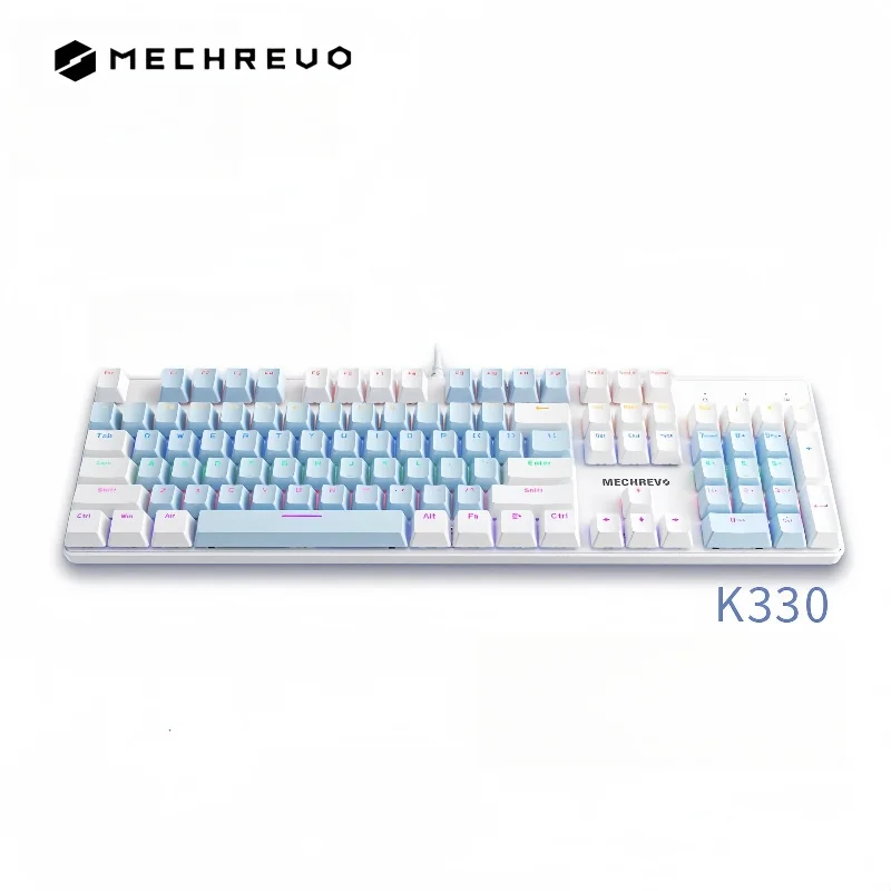 

Mechrevo K330 Mechanical Keyboard Wired Gaming Keyboard Office Keyboard Metal Panel 104 Key Mixed Color Backlight White Pink Blu