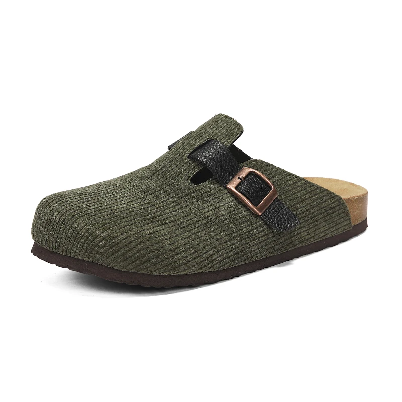 

2026 New Corduroy Closed-Toe Cork Clogs, Adjustable Buckle Slip-On Mules, Comfort Arch Support Casual Shoes for Men Women