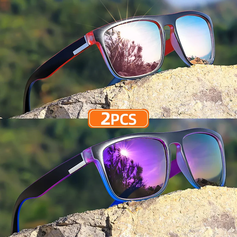 

2PCS Fantasy Classic Square polarized fashion glasses for men and women outdoor sports party vacation travel driving fish