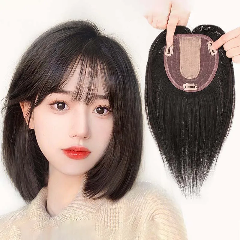 

8x12/13x13CM Human Hair Breathable Hair Piece Straight Topper For Women Increase Sales Volume And Cover Gray Hair 3 Colors