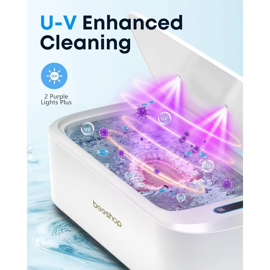 Professional Ultrasonic Jewelry Cleaner 19oz 48Khz Ring Cleaner Ultrasonic Machine with Degas Function 30W Sonic Cleaner for Je