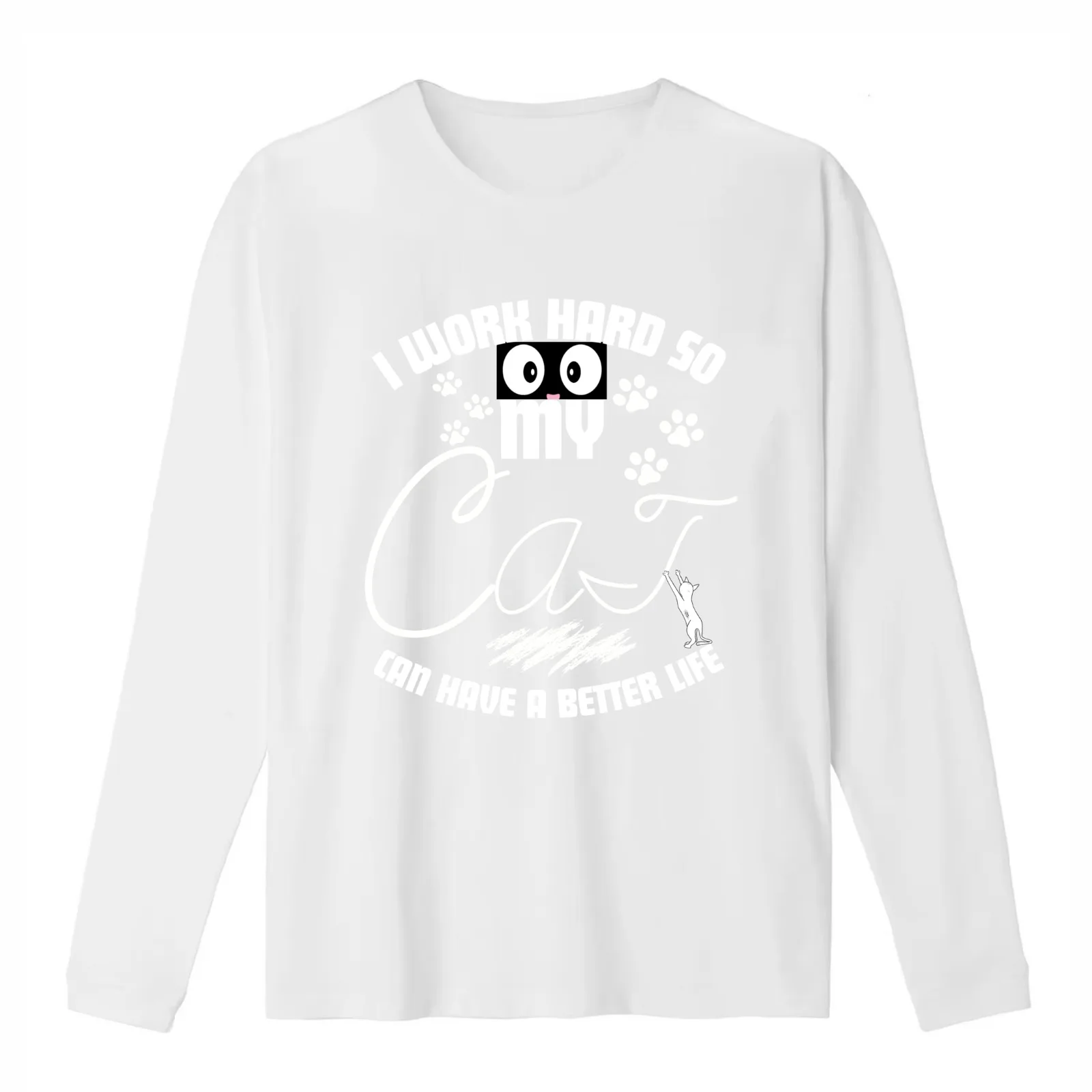 i work hard so my cat can have a better life T-Shirt Summer Casual Cotton Tee Oversized Streetwear Tops Vintage Graphic Print