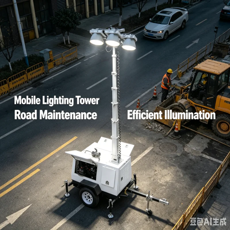 Adjustable Panel LED Mobile Light Tower With Towable Steel Trailer For Targeted High Intensity Stadium Lighting