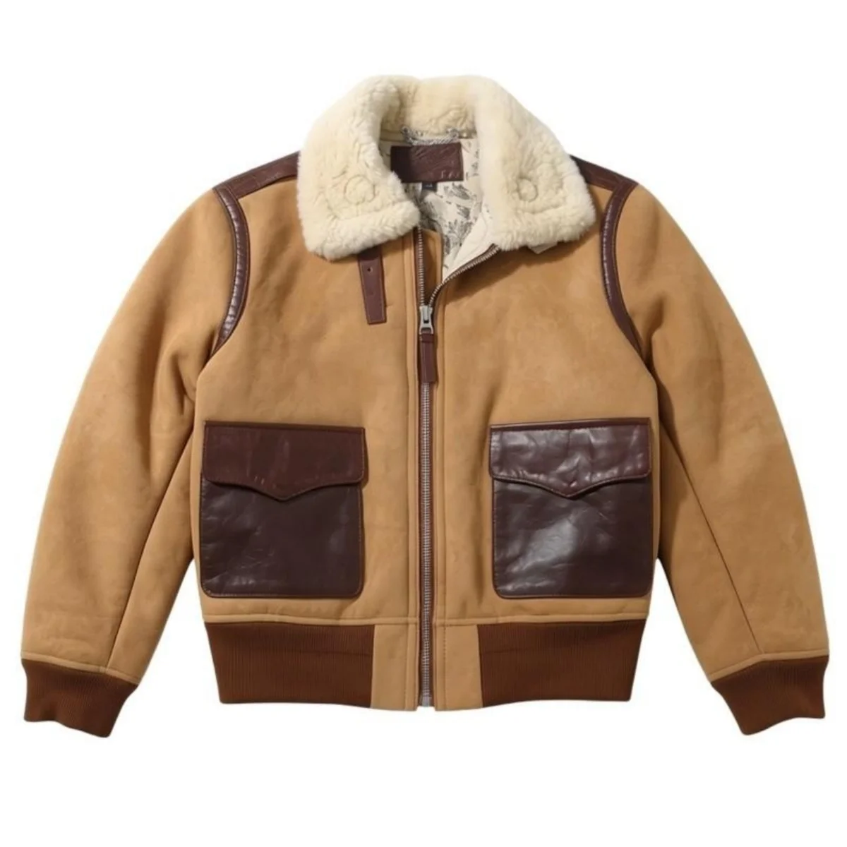 

Мужская зимняя куртка из натуральной овчины светло-коричневого цвета, в военном стиле, большие размеры до 5XL, теплая летная куртка A2 из натуральной толстой овчины