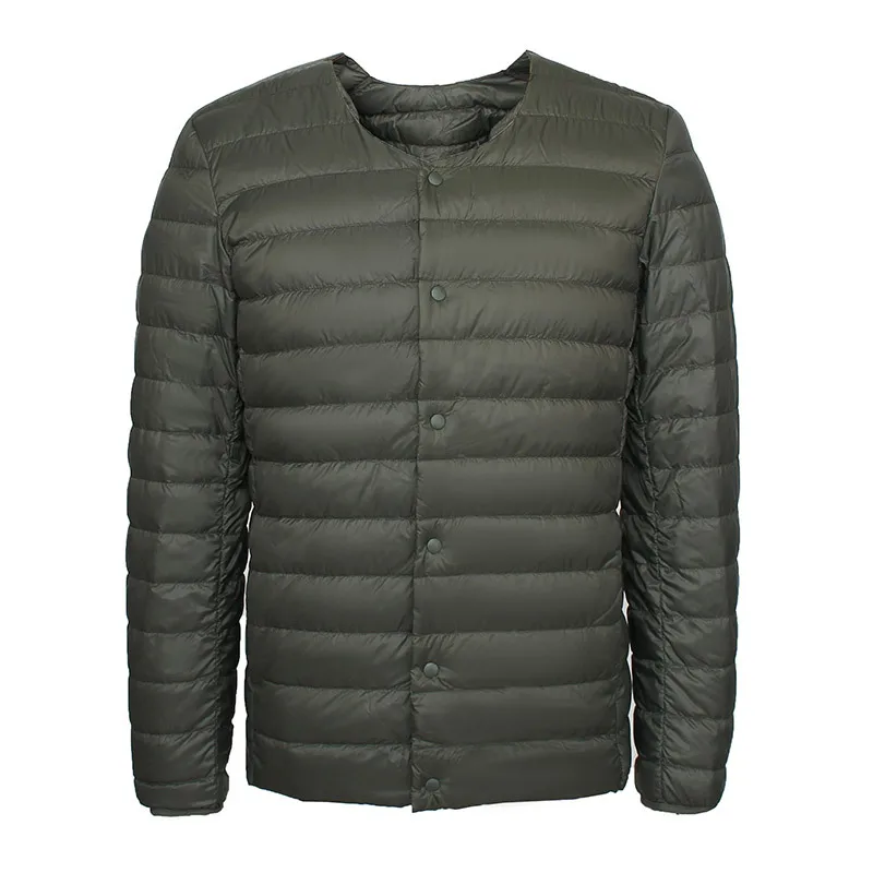 Men's Short Round Neck Inner Wear Warm Slim Lining Autumn and Winter New Light Jacket