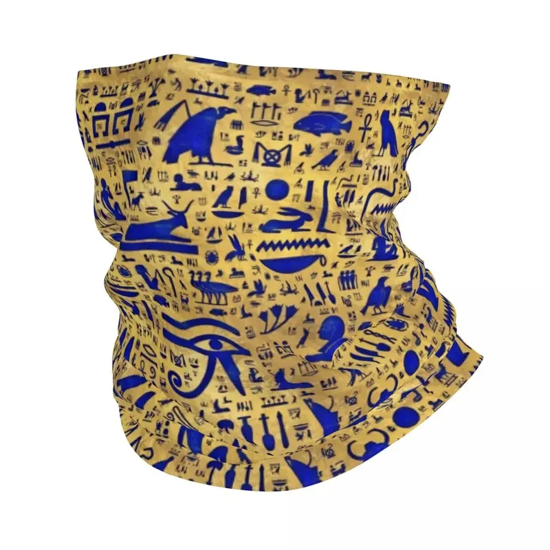 Egyptian Hieroglyphic Neck Gaiter Men Women UV Protection Winter Ancient Egypt Symbol Bandana Scarf for Ski