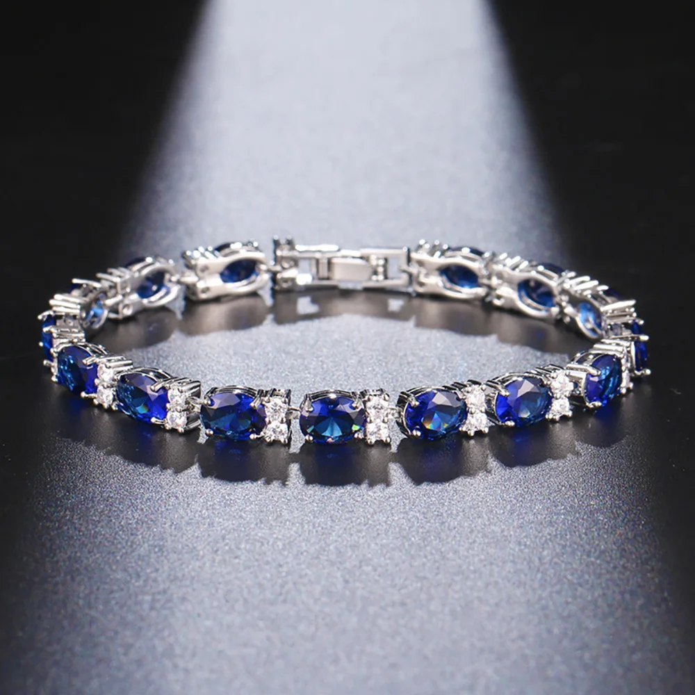 2023 New Emerald Ruby Sapphire High Carbon Diamond 5A Zircon Bracelets for Women Gemstone Party Fine Jewelry Anniversary Gift