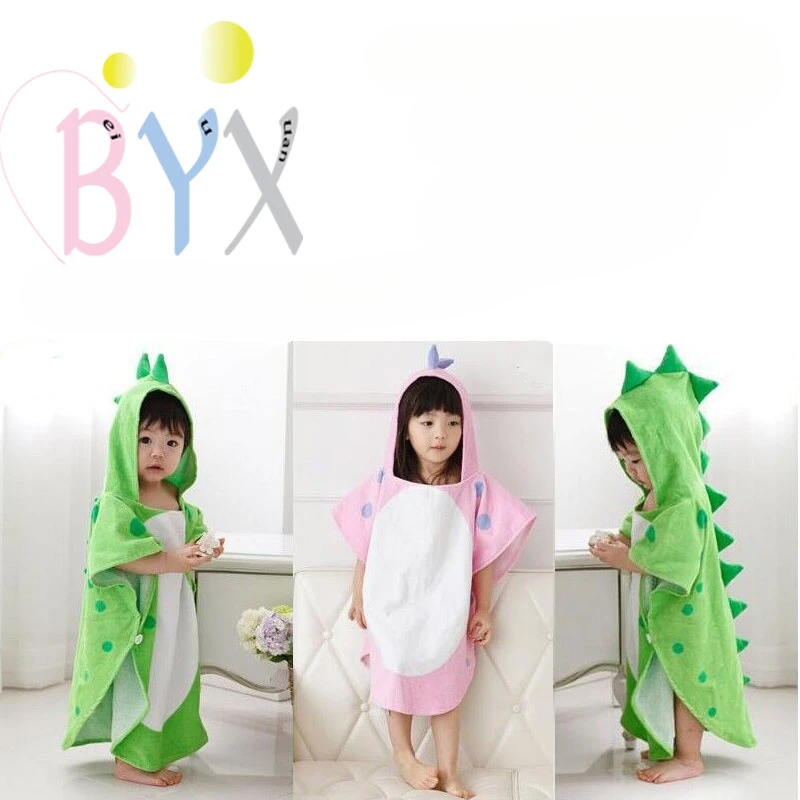 Breathable Children\'s Cartoon Bathrobe Polygonal Dinosaur Hooded Cape 2024 Popular Infant Cotton Absorbent and Bath Towel Robe