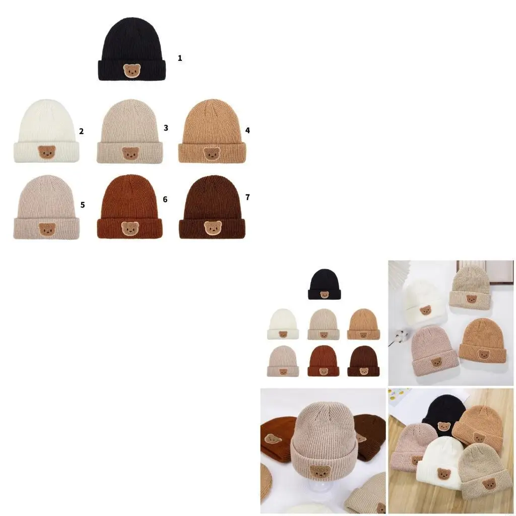 

Infant Cosy Knitted Bonnet Caps Elastic Comfortable Hat for Toddlers 0-3 Year 4XBC