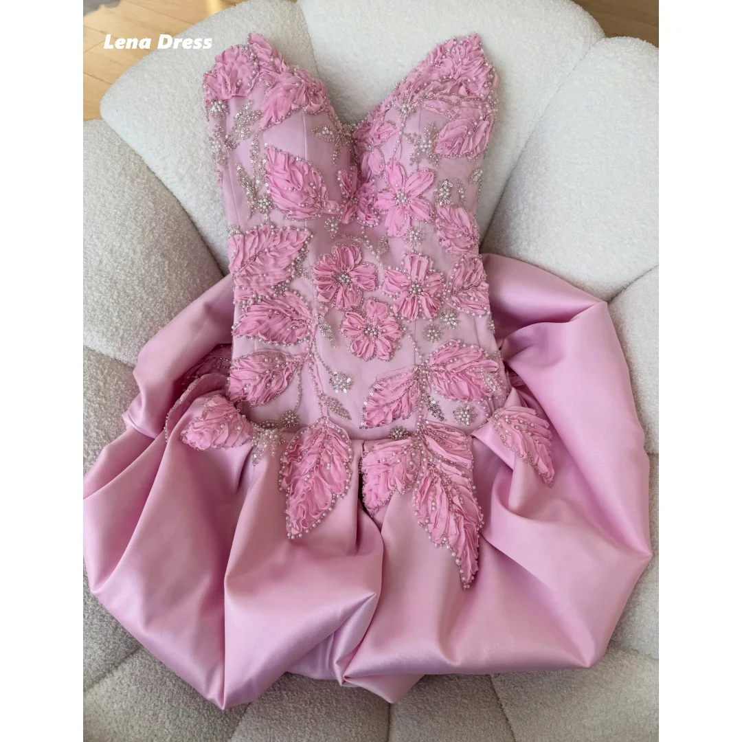 

Lena Customized Evening Dresses for Luxury Party Dress 3D Flowers Ball Gowns Pink Women's Ball Gown Short Skirt Elegant Wedding