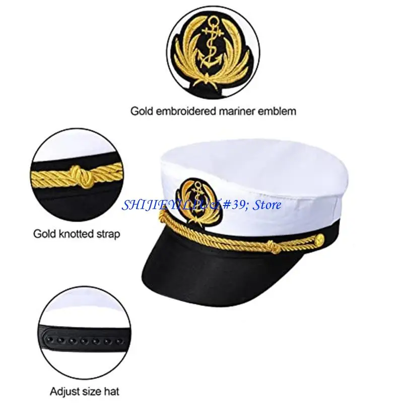 E21F Marine Hat Yacht Captain Hat Sailor Captain Costume Marine Cap