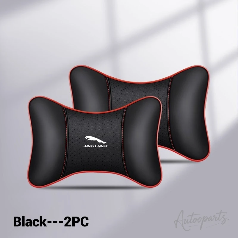 2PCS Leather Car Headrest Neck Pillow Auto Breathable Car Neck Cushion Foam For Jaguar XF XJ XJL XE XEL E-Pace 2019 F-PACE F-TYP view 4