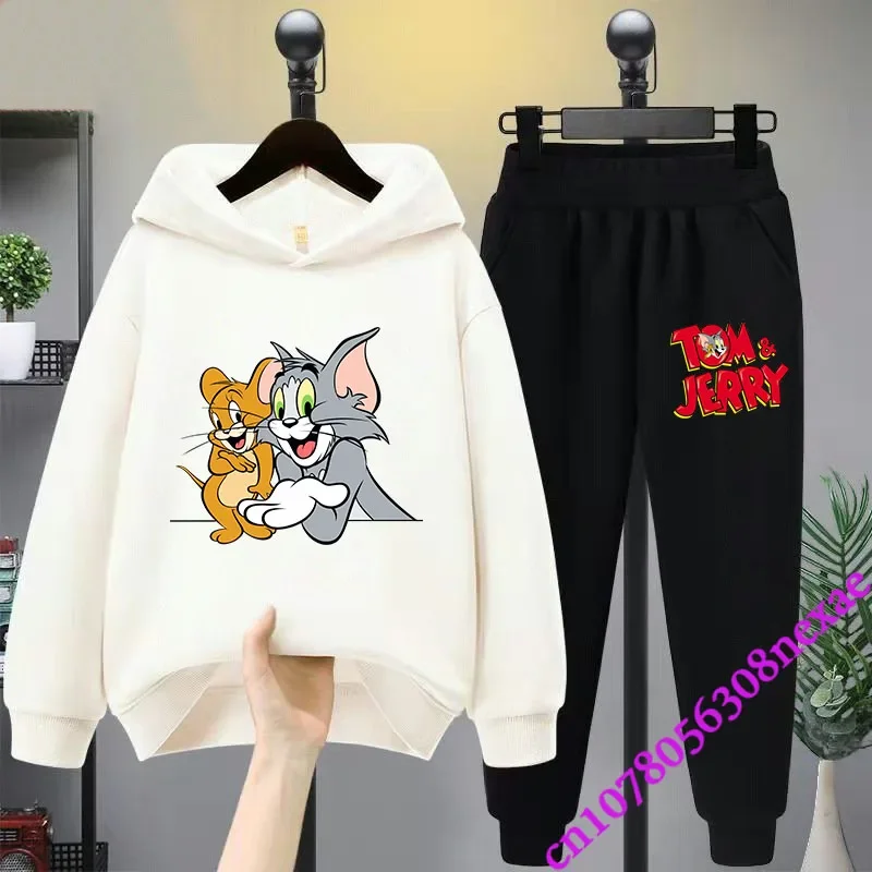 2024 New Disney Tom And Jerry Children's Set Spring And Autumn Cartoon Anime Boys And Girls Print Sports Top And Pants 2-piece