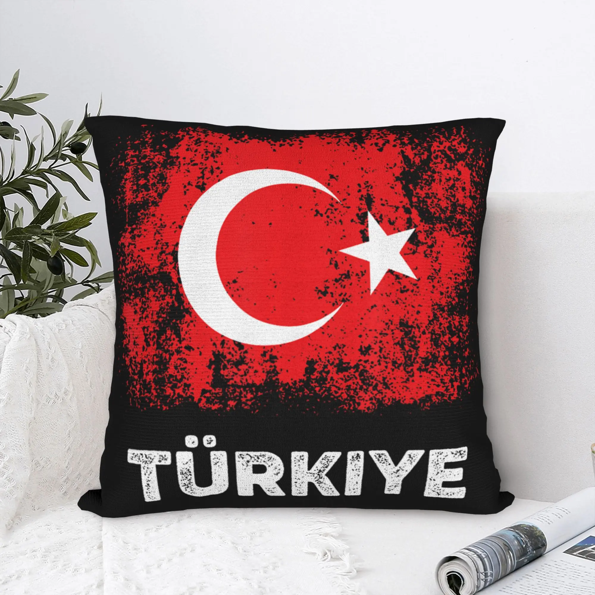Print Flag of Turkey Souvenir Pillowcase Polyester Cushion Cover Gift Turkish Patriot Throw Pillow Case Cover Home Dropshipping