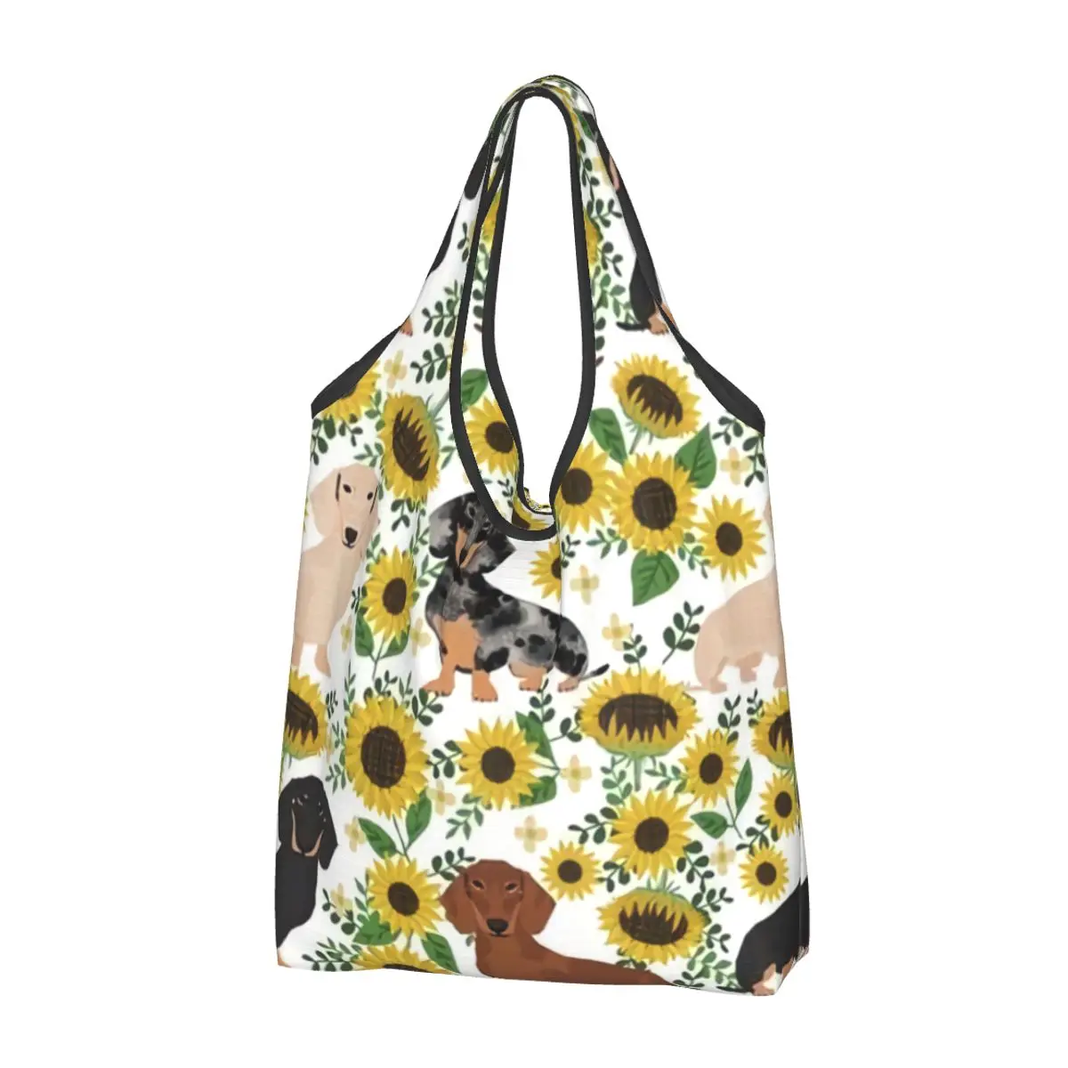 

Badger Sausage Dog Grocery Shopping Bags Cute Shopper Shoulder Tote Bags Large Capacity Portable Dachshund Puppy Handbag