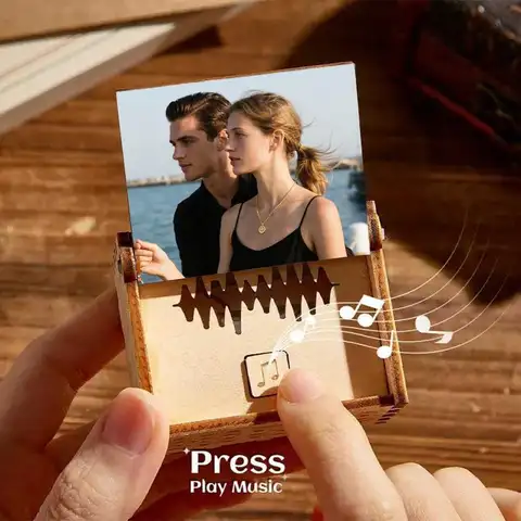 Custom Wooden Digital Music Box Music Box With Text Ornament Tabletop Decoration Personalized For Couple Gifts Home Decorations