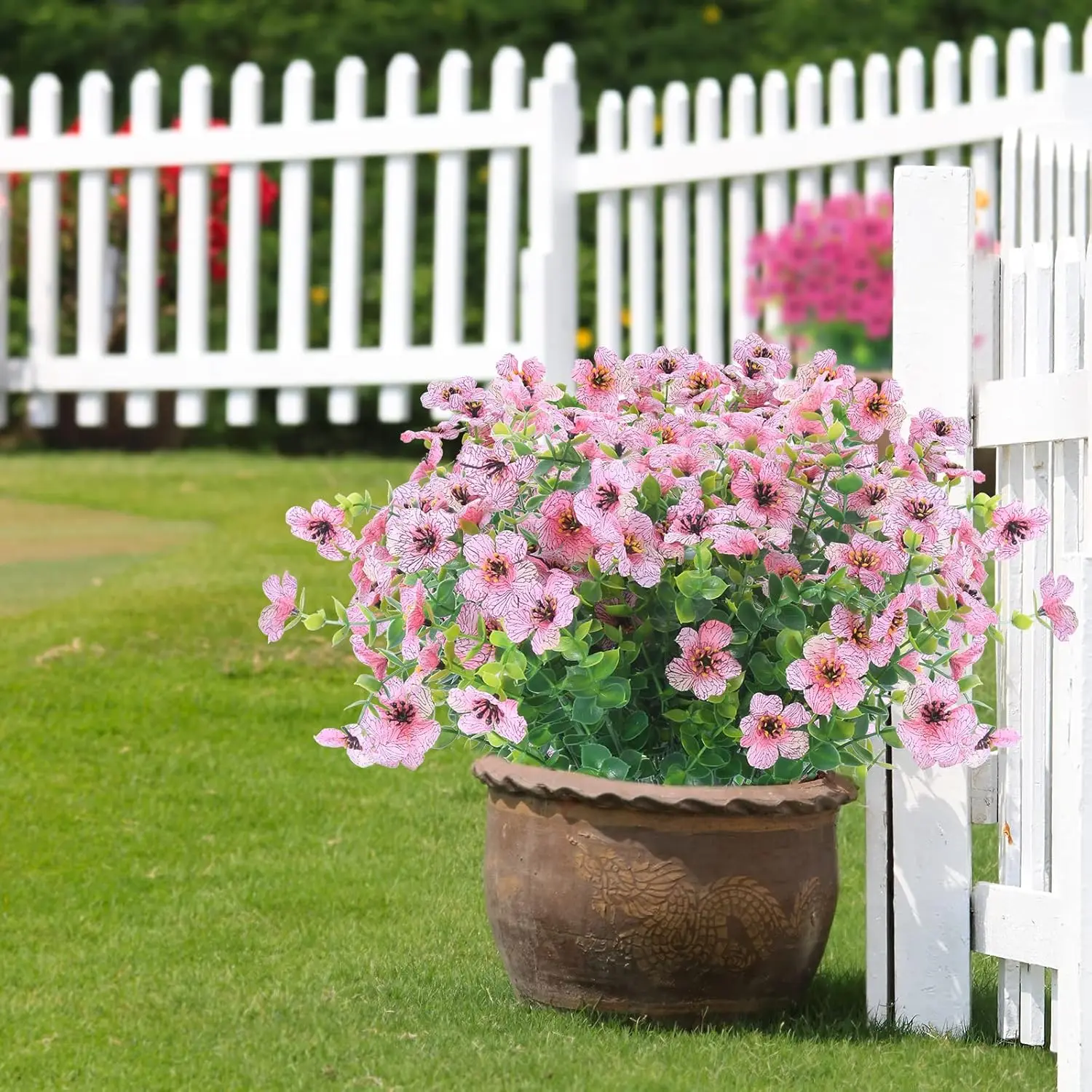 

Bundles Artificial Flowers Outdoor UV Resistant Fake Plastic Plants Indoor Outside Hanging Plants Garden Porch Window