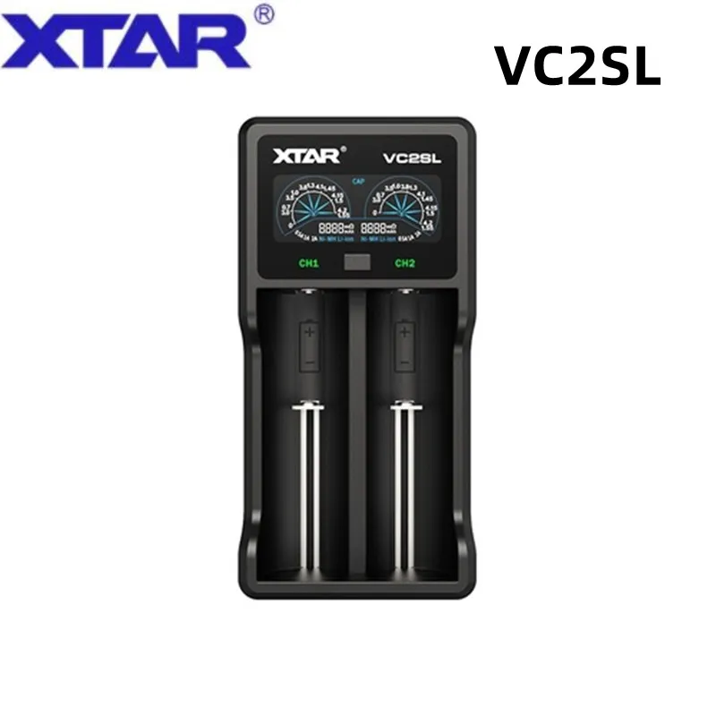 XTAR VC2SL Smart Charger Colorful LCD Screen USB Type-C Charging power bank for 3.6V/3.7V Li-ion/IMR/INR/ICR 18650 26650 Battery