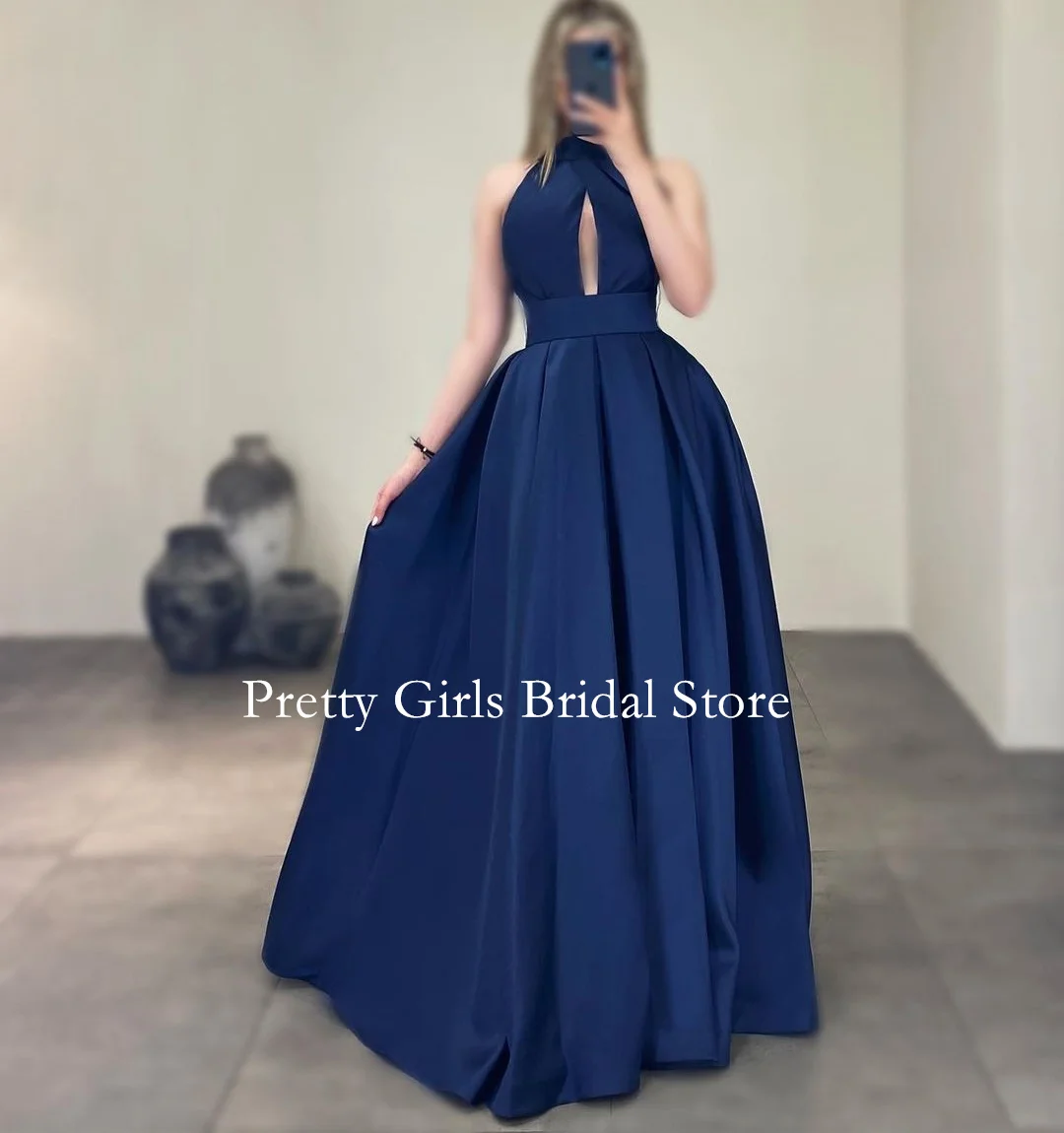 

OEING Arabic Style Vintage High Neck Satin Evening Dresses Sleeveless Formal 프롬드레스 Long Sleeves Prom Growns Party Women Bride