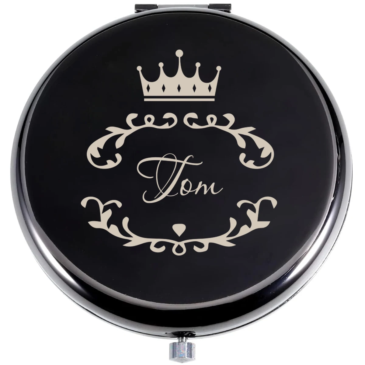 1PC NEW Crown and wreath Customizable Name Round Circle Mirror Folding Mirror Makeup Mirror Mirror With Name Pocket Mirror