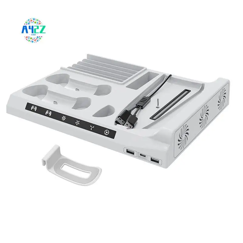 A42Z-Multi-Function Cooling Base For PS5 Slim Game Console With Disc Storage Racksuitable For PS5 Controller Two-Seat