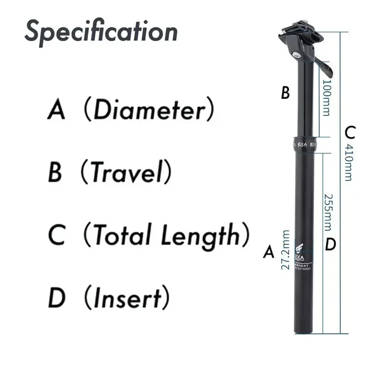 EXAFORM MTB Telescopic Seatpost Adjustable Seat Post 27.2/28.6/30.0/30.4/30.8/31.6/33.9mm Dropper Post Lever Bicycle Seat Tube