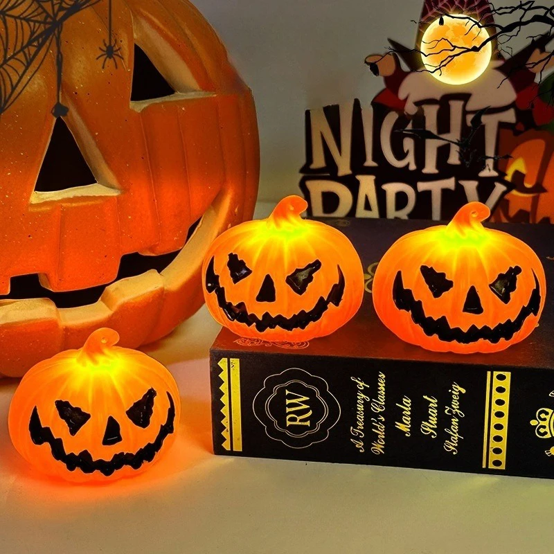 1/3Pcs Halloween Pumpkin LED Night Light Haunted House Horror Props Party Home Indoor Decoration Supplies Kids Favors