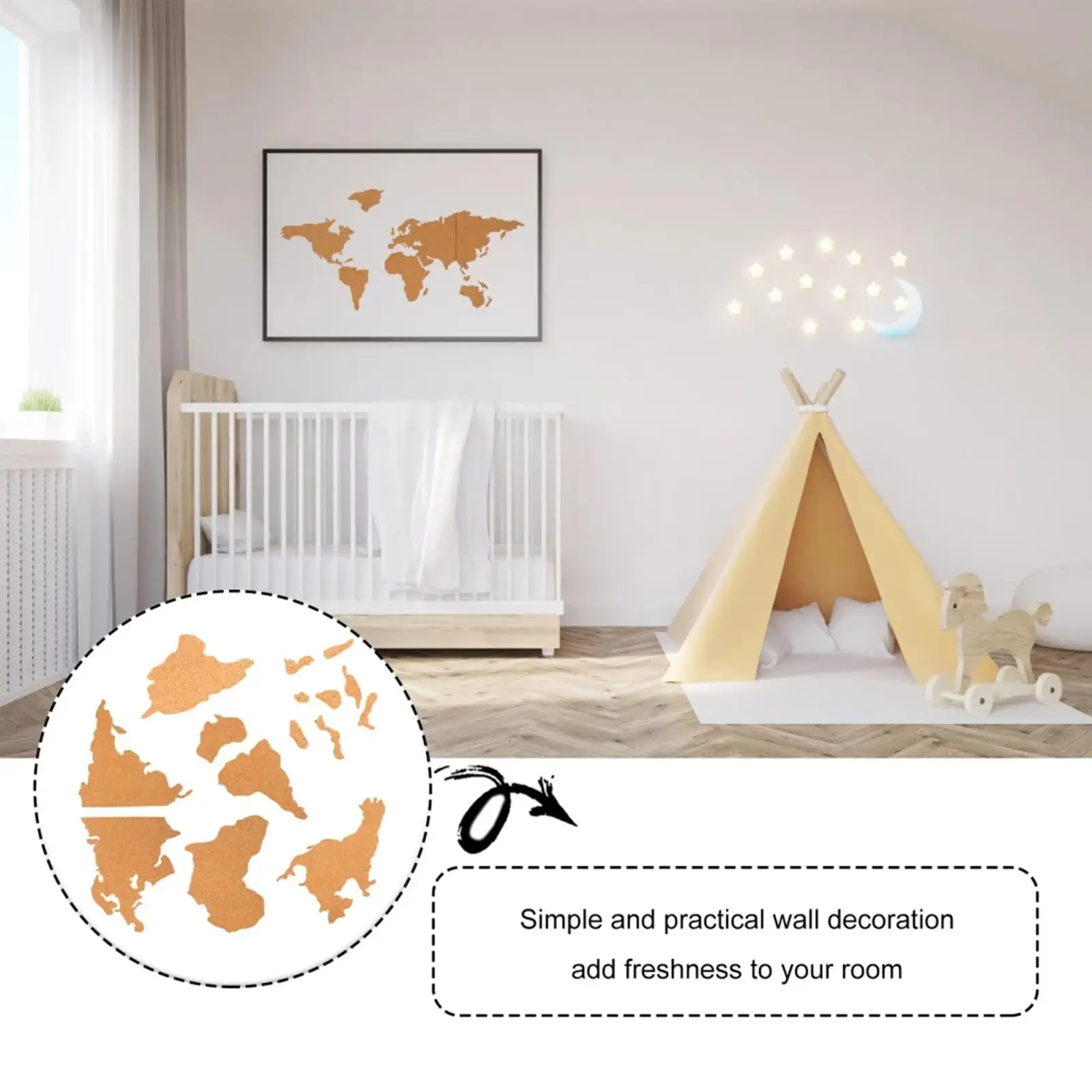 Natuurlijke houten kurk World World Wall Cork Home Kitchen Office Decor