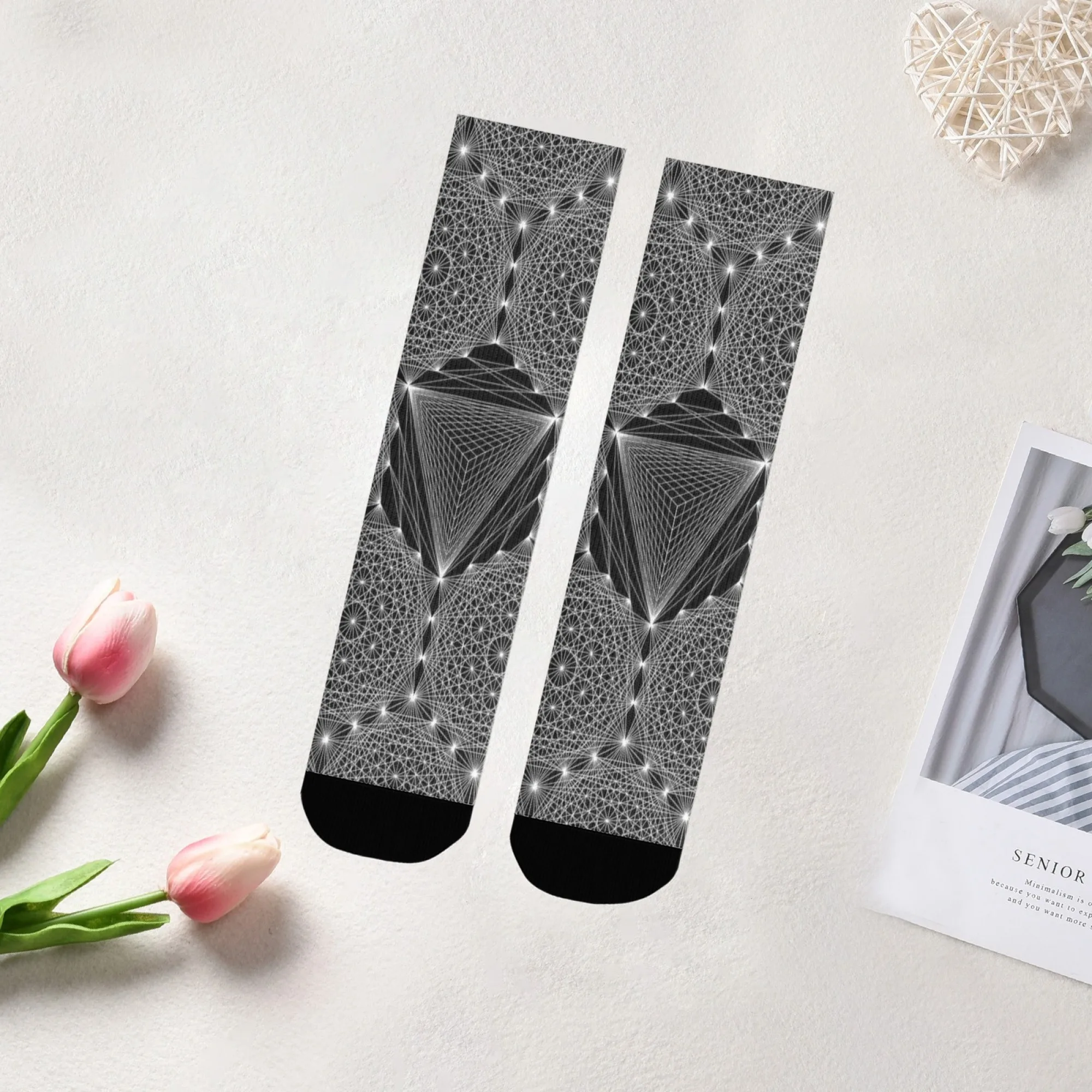 Optical Illusion Geometric Socks Durable Lightweight Smooth Men's Socks Cycling Hiking Camping Fashion Minimalist Sport Socks