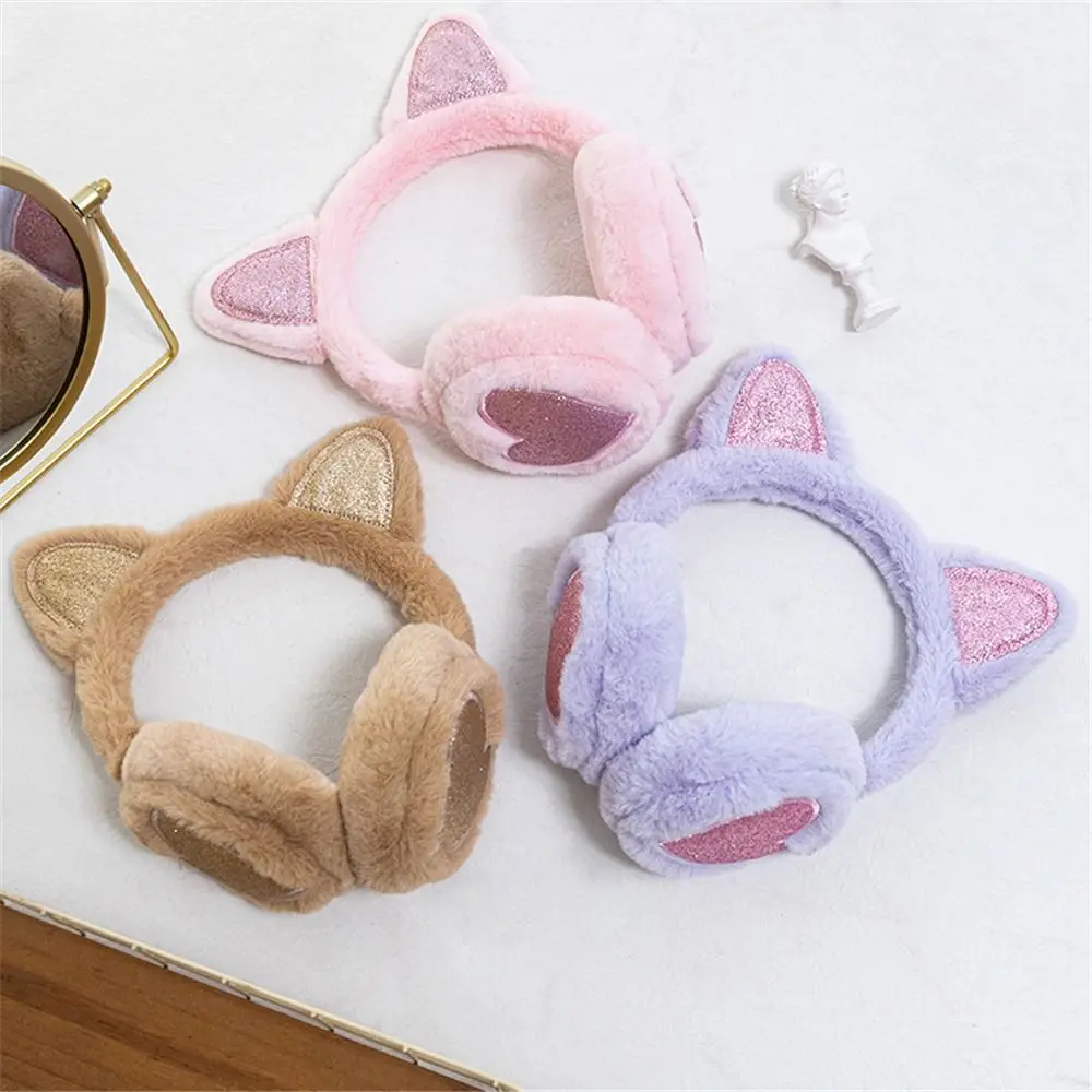 Doce amor gato orelha Earmuffs, Mantenha quente macio peludo orelha aquecedores, Outdoor inverno Ear Covers, Acessórios Headband dobrável